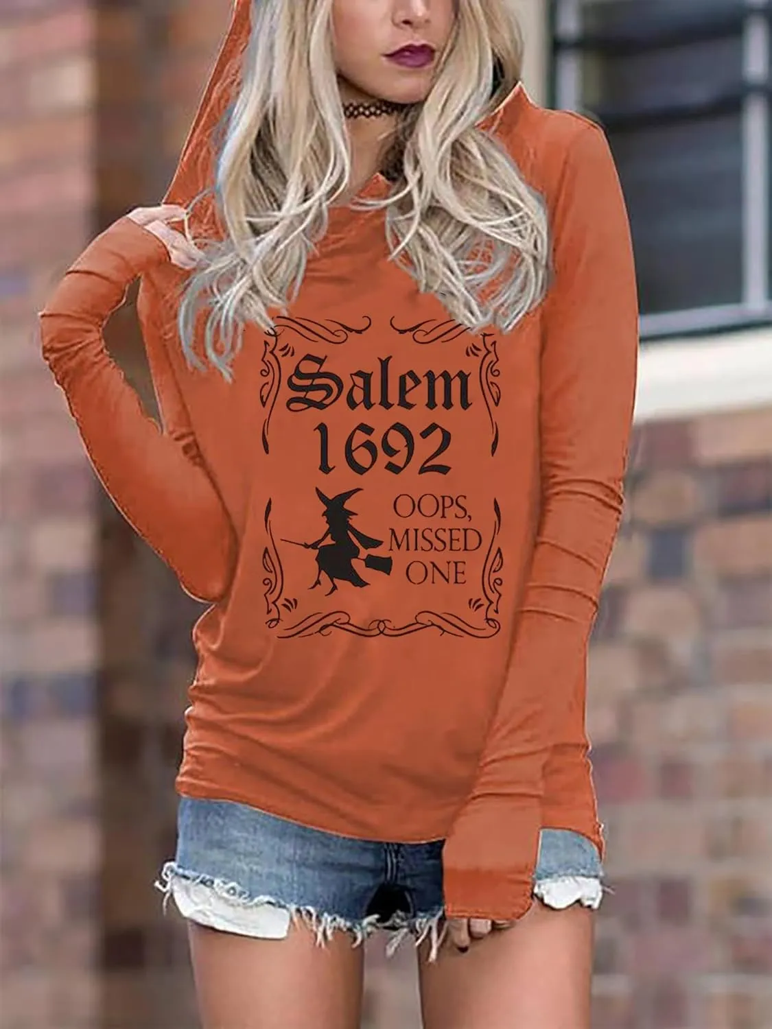 Yuaelria Halloween Sanderson Sisters Squad Hoodies Women Vintage Gothic Graphic Tops Casual Fall Long Sleeve Pullover Shirt